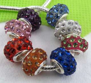 Mix 8Pcs Silver Core Swarovski Crystal Beads fit Charm bracelet 