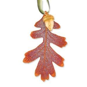 Iridescent Copper Dipped Oak Leaf/24k Dipped Acorn Decorative Leaf