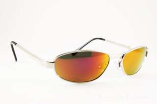 Mens Polarized Sunglasses with Orange Fire Mirrored Lens and Case 