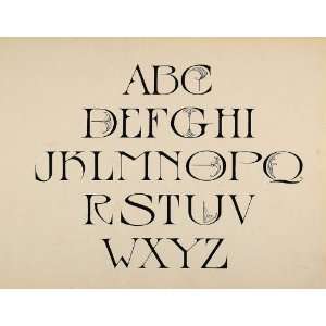  1910 Print Design Alphabet Upper Case Art Nouveau Font 