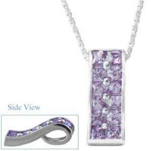 Dazzling Sterling Silver Dazzling Trendy Simulated Amethyst Pendant