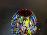 Murano Glass Vase RED Millefio Ann Primrose Cristalleria Darte Italy 