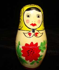 Vintage 3 Nesting Handmade Wooden Russian Doll  
