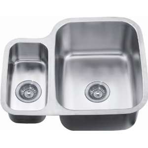  Dawn ASU111L Undermount Satin Double Bowl Kitchen Sink 