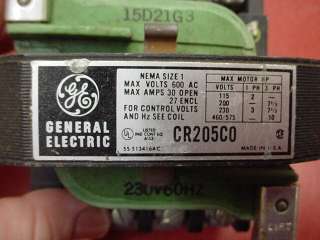 General Electric CR205CO Contactor 4 Pole 30Amp Nema Size 1  