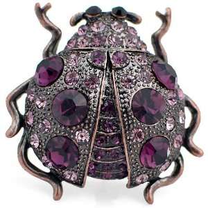    Amethyst Lady Bug Austrian Crystal Insect Pin Brooch Jewelry