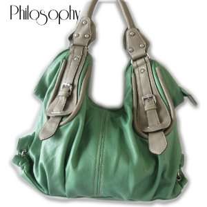  Philosophy Kelley Green Leatherette Double Strap Handbag 