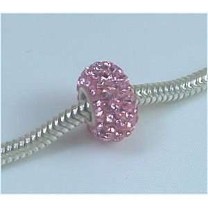   LIGHT ROSE Pink Crystals Pave European Charm Bead