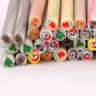 100X Nail Art Fimo Hibiscus Rose Christmas Canes Rods  