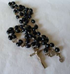 Italian Rosary   Black Wooden Beads   Extra strong    