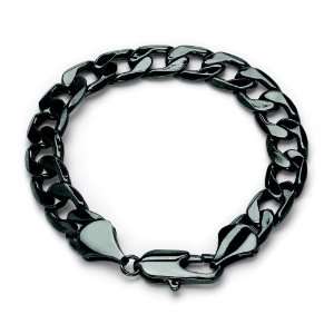   PalmBeach Jewelry Mens Black Ruthenium Curb Link Bracelet 9 Jewelry