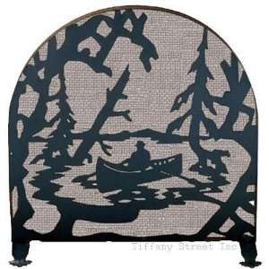  Canoe Rustic Lodge Fireplace Screen 30 Inches H X 30 
