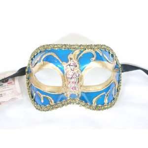  Blue Colombina Commedia Venetian Masquerade Mask