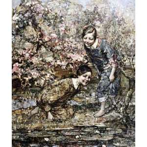  The Lily Pond by Edward Atkinson Hornel. Size 8.38 X 10.00 