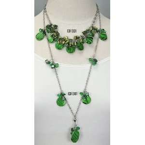  Pack Of 3  Best Quality Multi Cluster Disc Necklace Green 