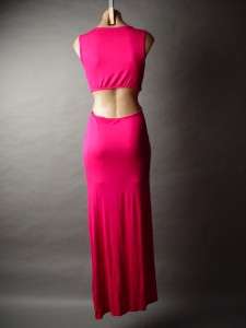 Twisted Front Deep V Neckline Bold Cut Out Open Back Goddess Long Maxi 