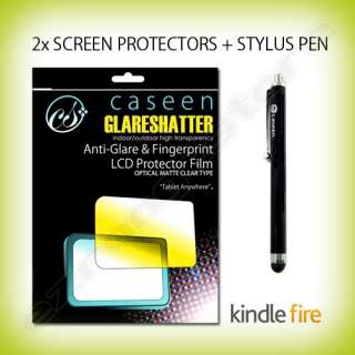   Anti Glare Screen Protectors for  Kindle Fire + Black Stylus Pen