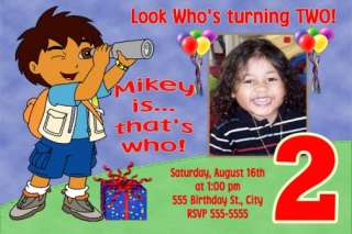 Go Diego Go Dora Explorer Birthday Party Invitations  