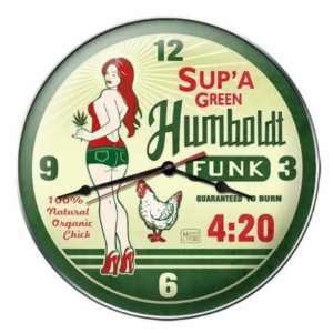  Marijuana Humboldt Pin Up Round Vintage Metal Clock