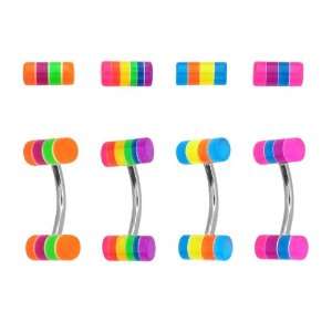  316L Surgical Steel UV Acrylic Cylinder Curves Barbells 