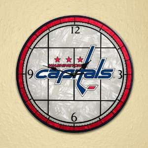  Washington Capitals   12 Inch Art Glass Clock Sports 