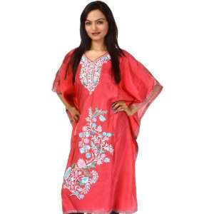  Rose of Sharon Short Kaftan with Floral Embroidery   Pure 