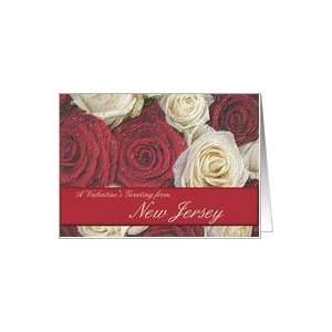  New Jersey Happy Valentines Day Red and White roses Card 