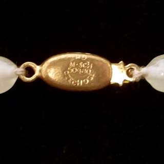 Vintage Czech SATIN GLASS Bead Necklace Pearlescent Pearl White SIGNED 