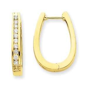  14k Yellow Gold Diamond Hoop Earrings Jewelry
