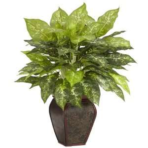   Dieffenbachia w/Decorative Vase Silk Plant Green Colors   Silk Plant