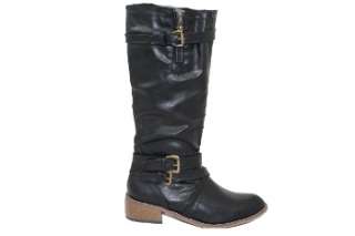 Jennifer I Triple Buckle Rider Boot With Zippers   Black