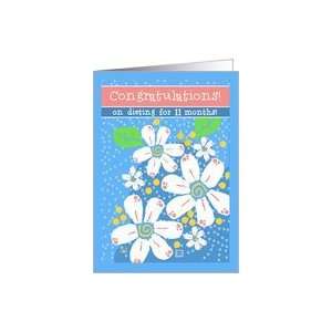 Congratulations Dieting 11 Months White Flowers Card 