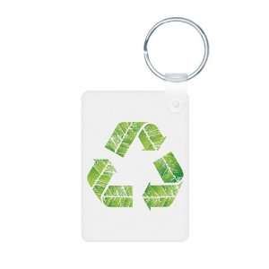  Aluminum Photo Keychain Recycle Symbol in Leaves 