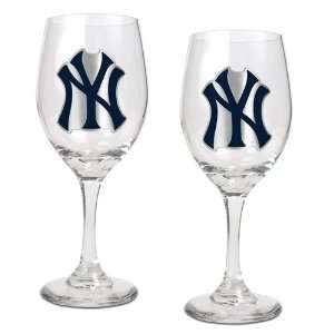  New York Yankees 2 Piece MLB Wine Glass Set Sports 