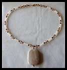 Fossil Coral Pendant with Agate beads Czech Glass Gemst