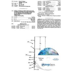  NEW Patent CD for DIPOLE ANTENNA IN WHICH ONE RADIATING 