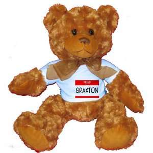  HELLO my name is BRAXTON Plush Teddy Bear with BLUE T 