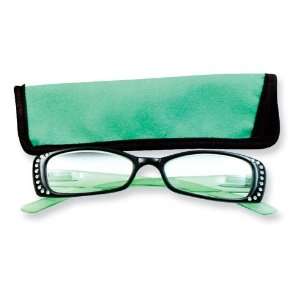    Green Rhinestone 1.25 Magnification Reading Glasses Jewelry