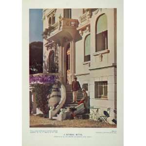  1930 Riviera Hotel Man Woman Original Color Print 