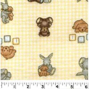 62 Wide BUNNY AND BEAR Fabric By The Yard Arts, Crafts 