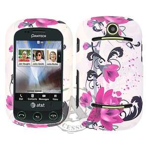 White Purple Flower HARD Case Phone Cover for AT&T Pantech Pursuit II 