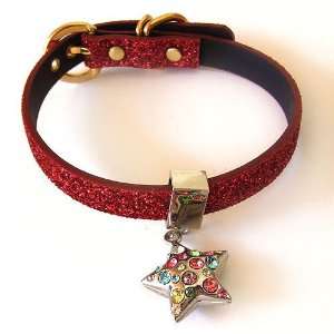  Red Twinkle Collar with Multi Colored Star XLarge 