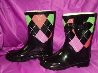 Girls rain boots Toddler/color Black rubber rain boots Sz 13,1,2,3,4 