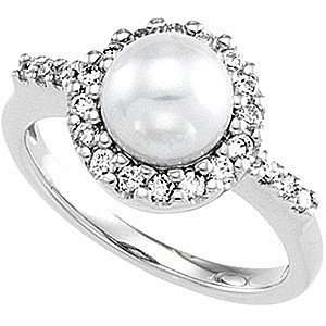  Ravishing Large Freshwater Cultured Pearl and Diamond Ring 
