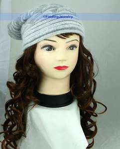Ladies Soft Gray Warm Knit Beanie/Cap/Ski Hat Size XL  
