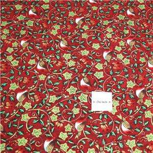 Makover UK Cotton Fabric, Metallic on Red, Birds, FQs  