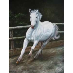   Animal Portrait Canvas Art Repro Rushing White Horse
