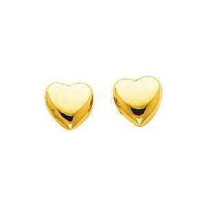  14K Yellow Gold Heart Stud Earrings Polished Jewelry D 