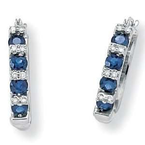  Blue Sapphire & Diamond Accents 10k White Gold Earrings Jewelry