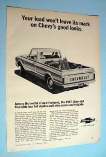 1967 Chevrolet Fleetside Pickup Truck 60s Print Ad  